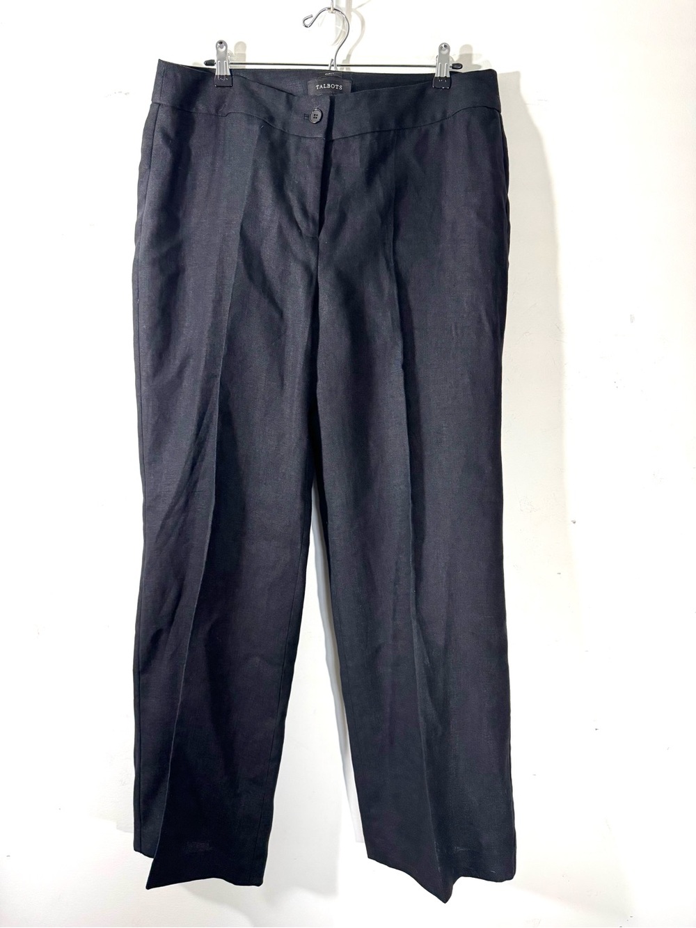 Talbots Curvy Black Wide Leg Linen Pants Size 14